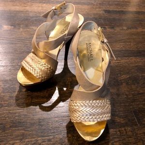 Michael Kors - Gold Platformed Heels.